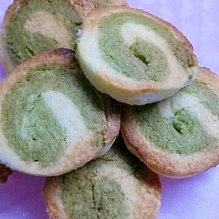 トースターで★緑と白のぐるぐるクッキー